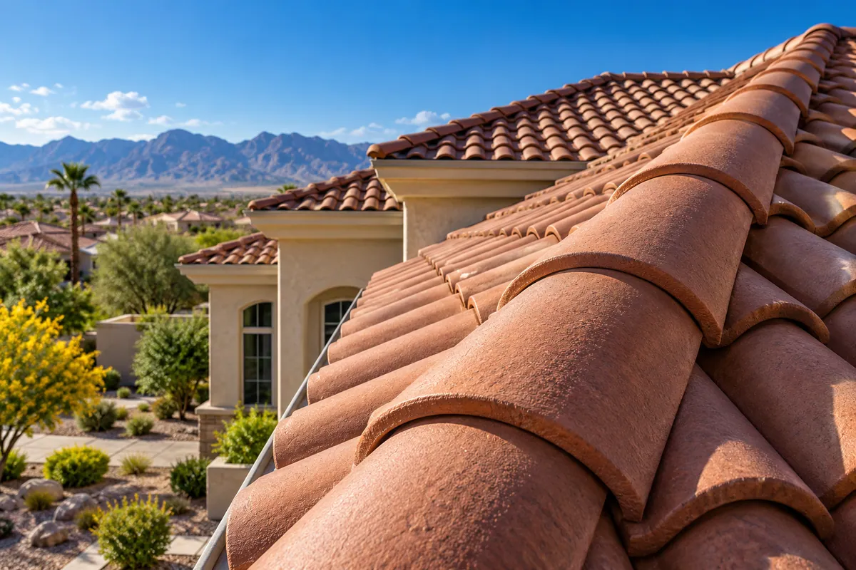 Editorial illustration: new clay roof tiles and finished ridge caps
