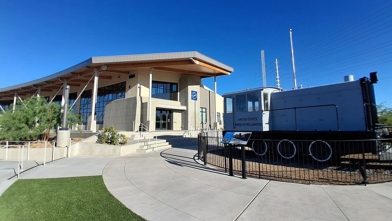 The Nevada State Railroad Museum Boulder City visitor center, photographed September 22, 2026.
