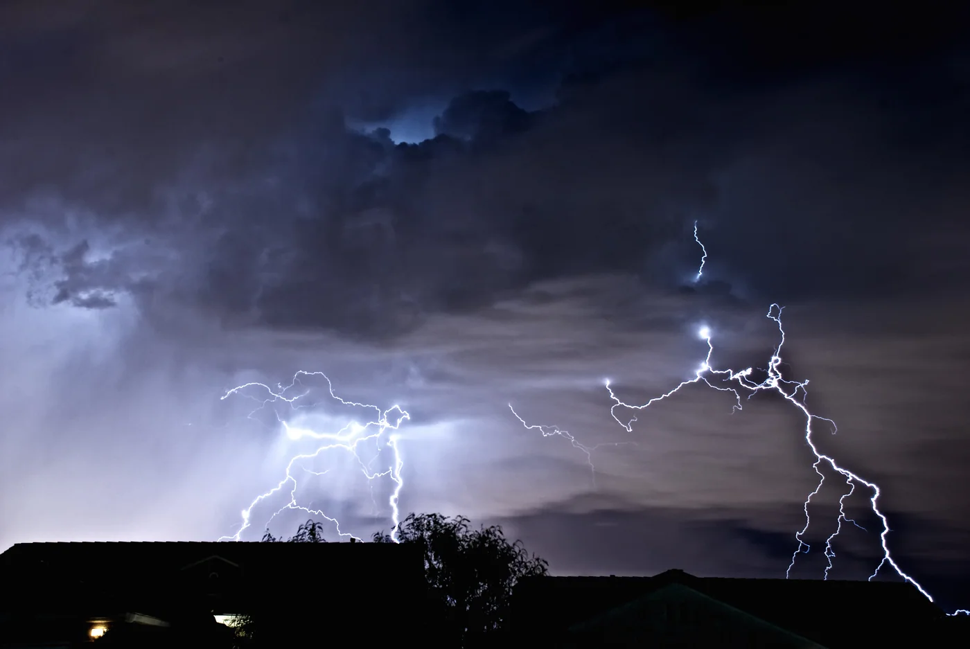 Lightning over the Las Vegas area at night, viewed from Henderson.